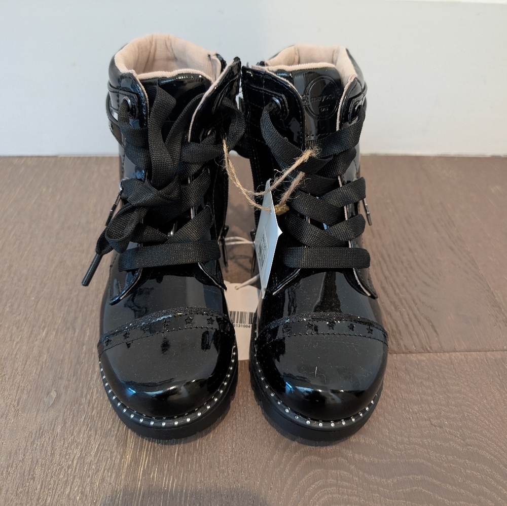 Mayoral Black Patent Kids Boots - Size 13-13.5